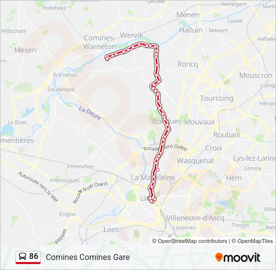 86 Bus Line Map
