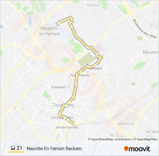 Mapa de Z1 de autobús