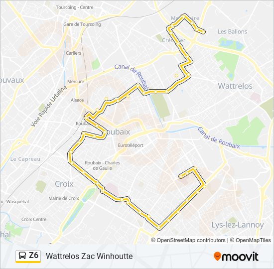 Mapa de Z6 de autobús