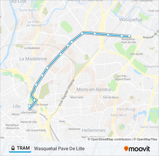 Plan de la ligne TRAM 