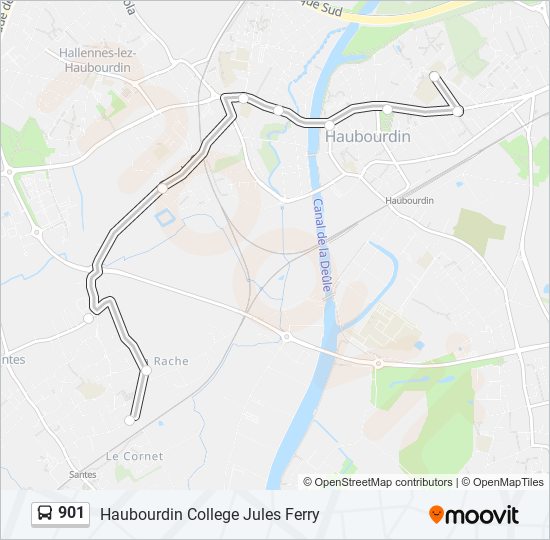 Plan de la ligne 901 de bus