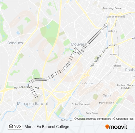 Mapa de 905 de autobús