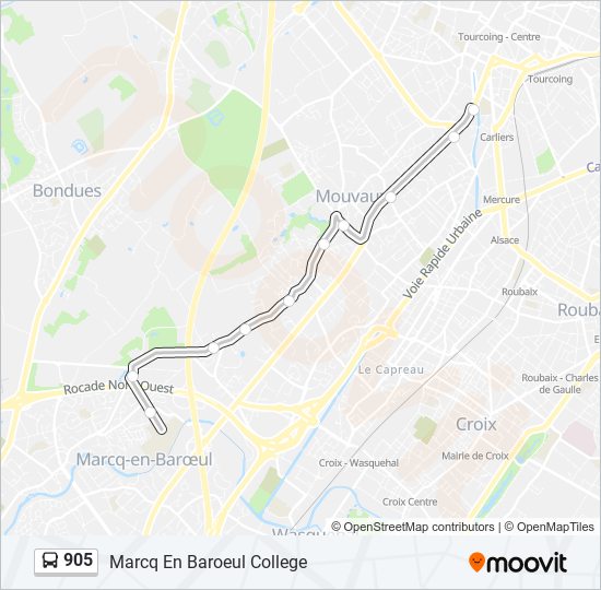 Mapa de 905 de autobús