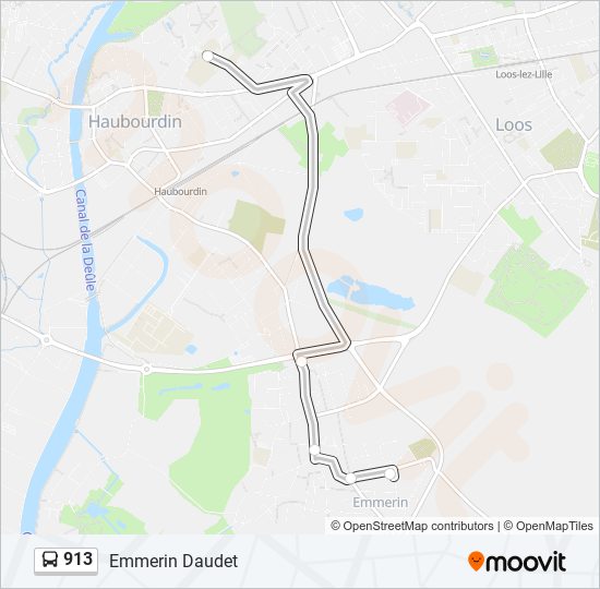 Plan de la ligne 913 de bus