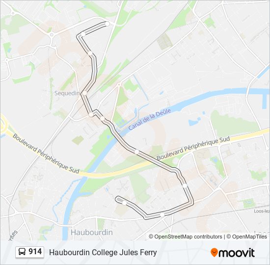 Plan de la ligne 914 de bus