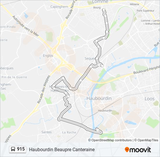 Mapa de 915 de autobús