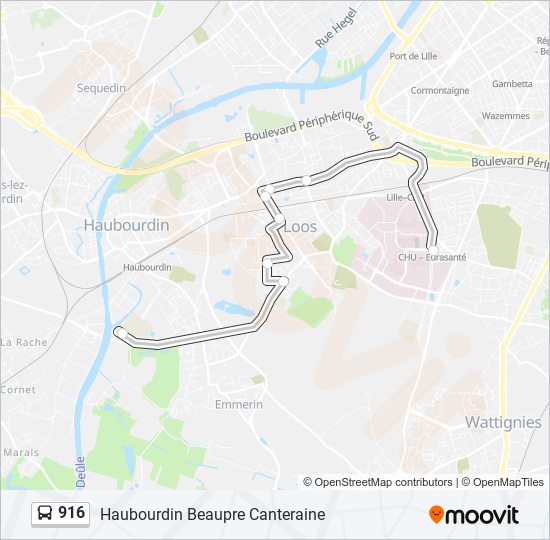 916 bus Line Map