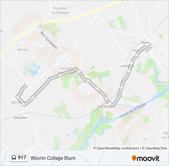 Plan de la ligne 917 de bus