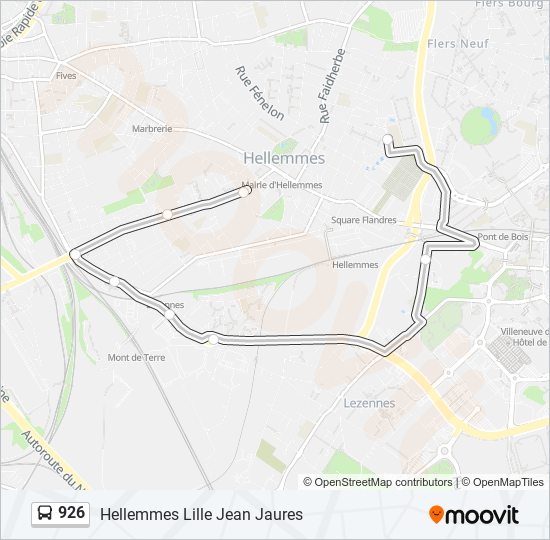 Plan de la ligne 926 de bus