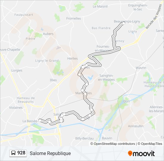 Mapa de 928 de autobús