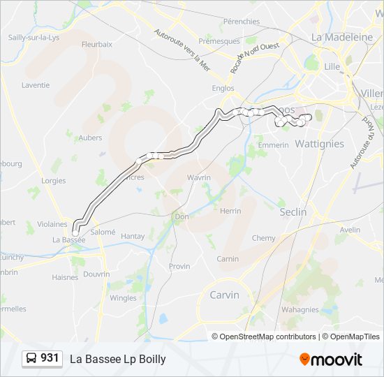 Plan de la ligne 931 de bus