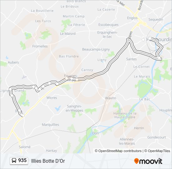 Mapa de 935 de autobús