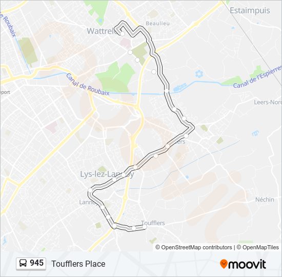 Mapa de 945 de autobús