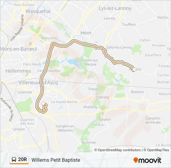20R Bus Line Map