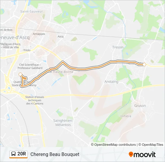 20R Bus Line Map