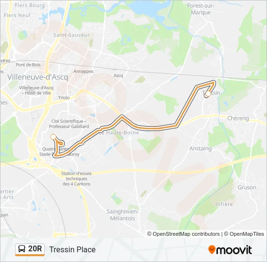 20R Bus Line Map