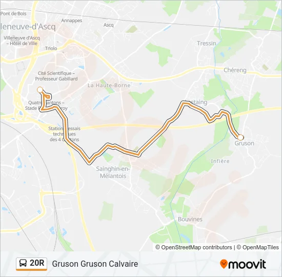 20R Bus Line Map