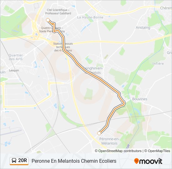 Plan de la ligne 20R de bus