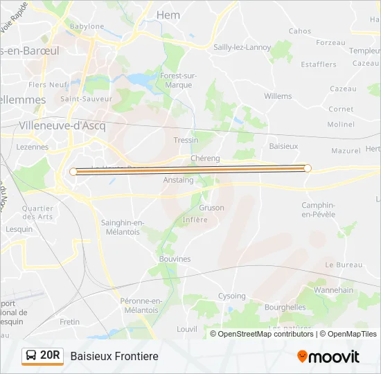 20R Bus Line Map