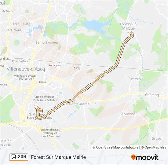 20R Bus Line Map