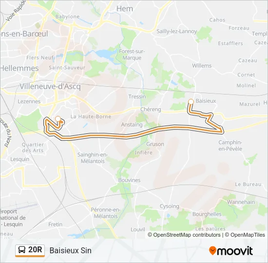 20R Bus Line Map