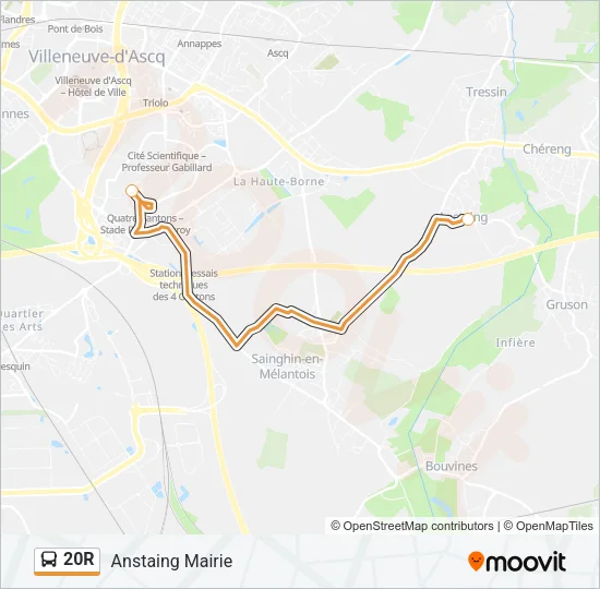 20R Bus Line Map