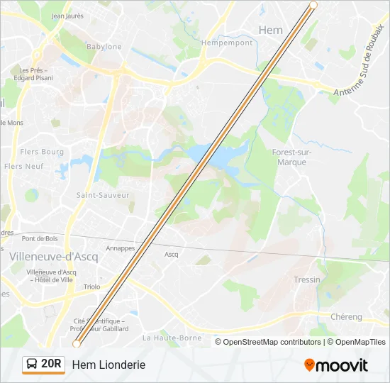 20R Bus Line Map