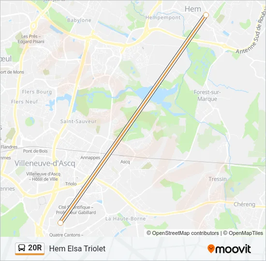 20R Bus Line Map