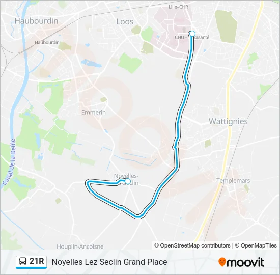 21R Bus Line Map