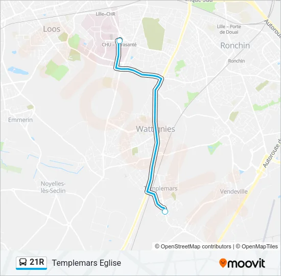 21R Bus Line Map