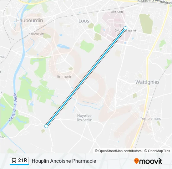 21R Bus Line Map