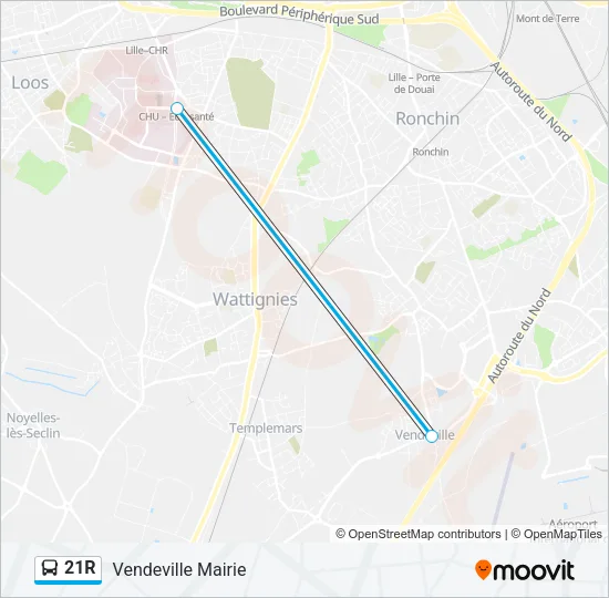 21R Bus Line Map