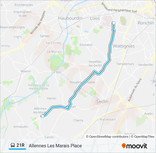21R Bus Line Map