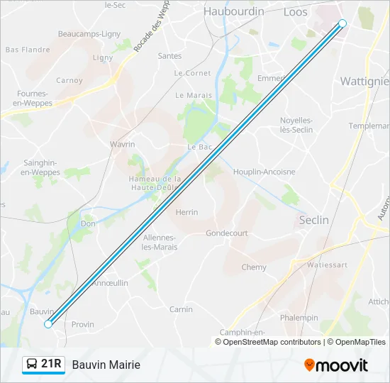 21R Bus Line Map