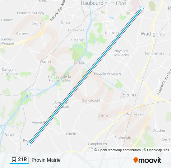 21R Bus Line Map