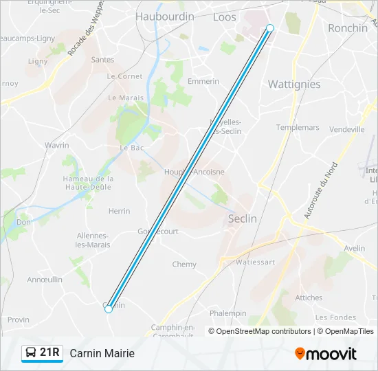 21R Bus Line Map