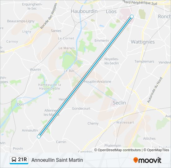 21R bus Line Map