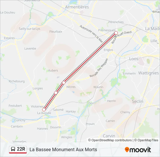 22R Bus Line Map