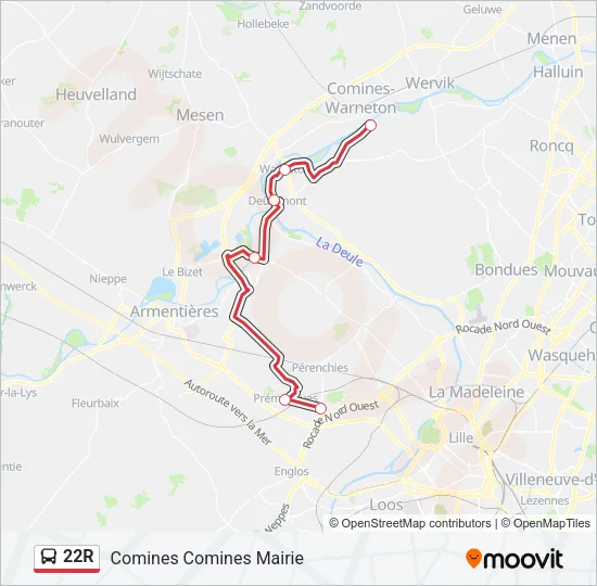 22R Bus Line Map