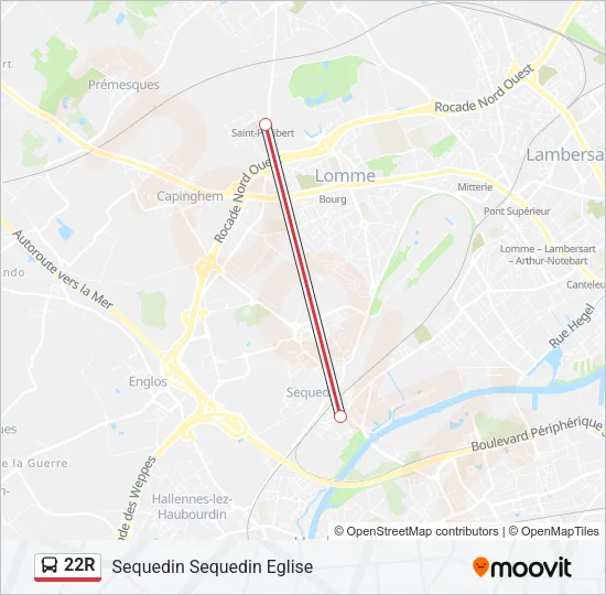 22R Bus Line Map