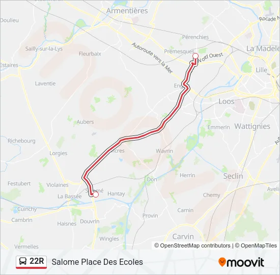 22R Bus Line Map