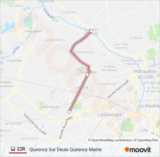 22R Bus Line Map