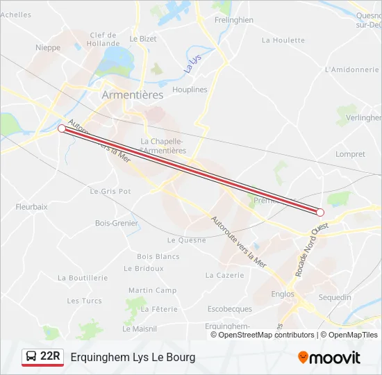 22R Bus Line Map
