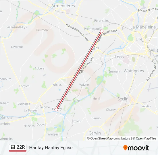 22R Bus Line Map