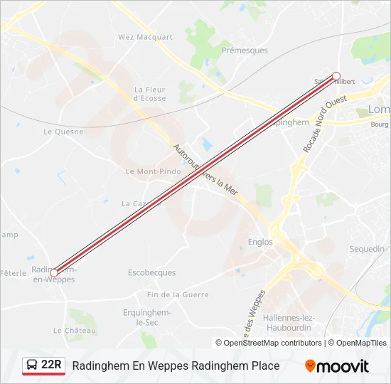 22R Bus Line Map