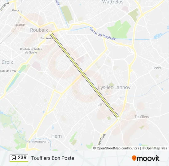 23R Bus Line Map