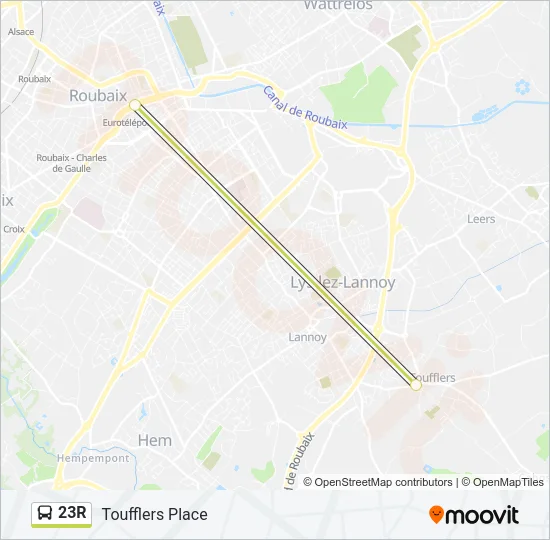 23R Bus Line Map