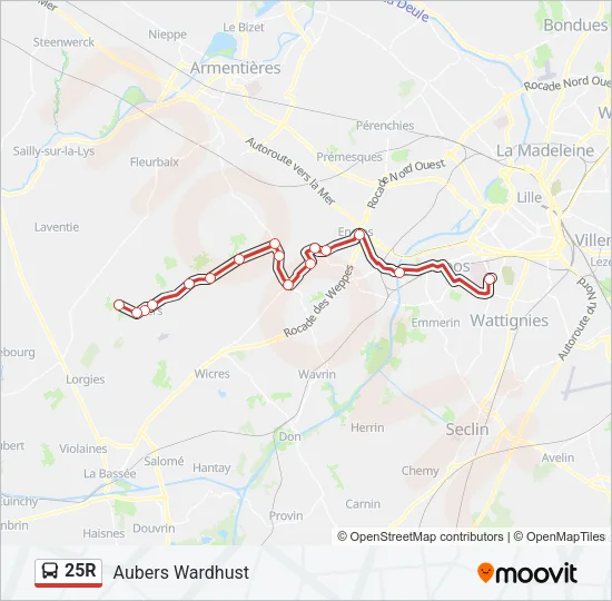 25R Bus Line Map
