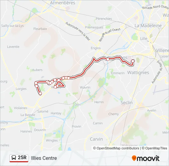 25R Bus Line Map