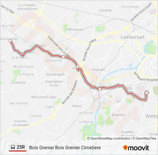 25R Bus Line Map